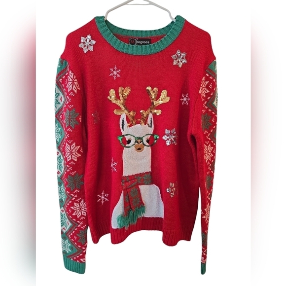 33 DEGREES LLAMA SEQUINED  UGLY CHRISTMAS SWEATER. SIZE MEDIUM. - Picture 1 of 7